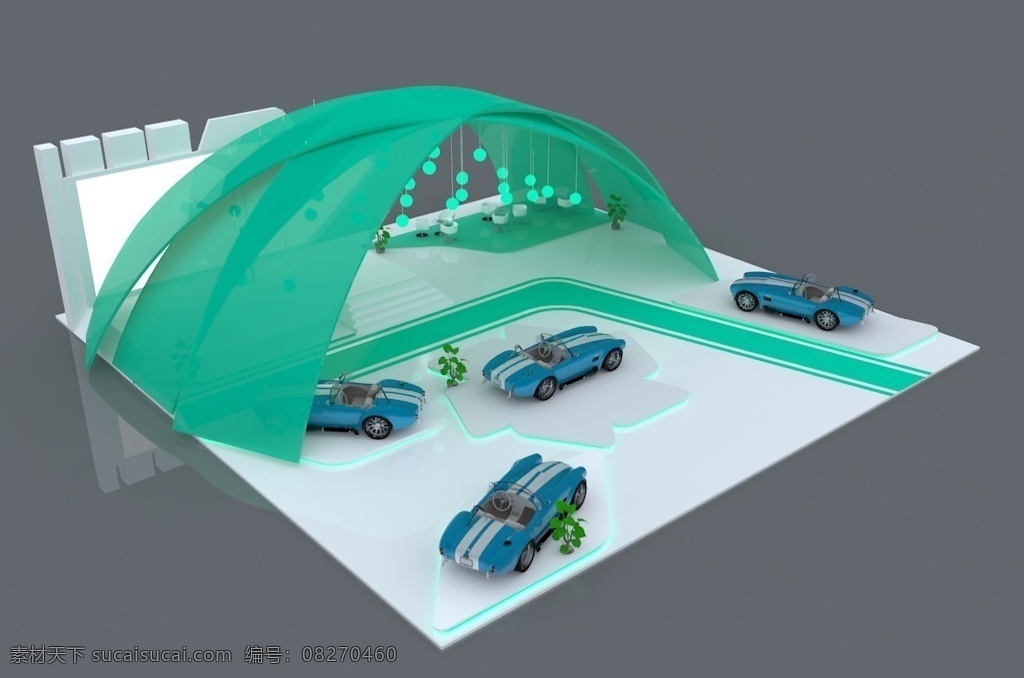 新能源 车展 3d 模型 效果 3d模型 绿色 环保 展会模型