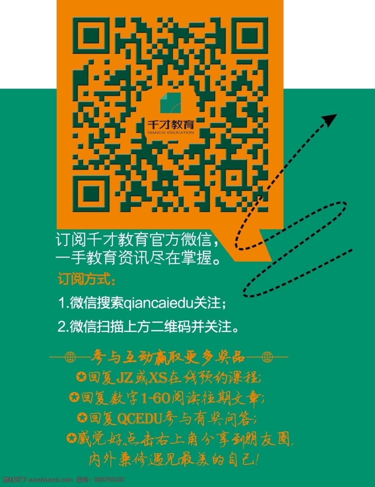 微信桌贴 千才教育 色块 微信 二维码 箭头 源文件 名片卡片 广告设计模板