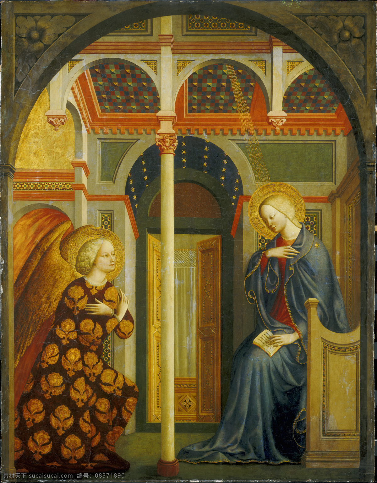 报喜 圣经故事 大天使加百列 女性形象 告之 圣玛丽娅 怀孕 涎育圣婴 耶稣 宗教油画 古典油画 油画 文化艺术 绘画书法