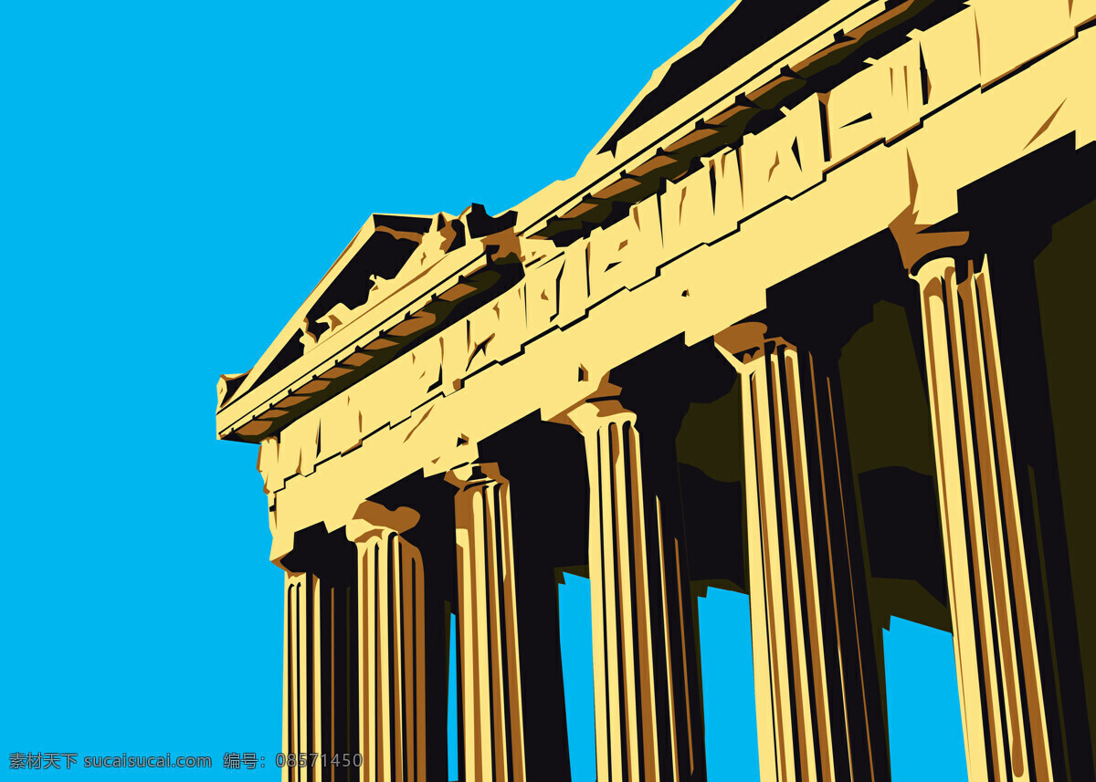 希腊 建筑 插画 风景插画 希腊建筑插画 环球 风景 手绘 美术作品 文化艺术