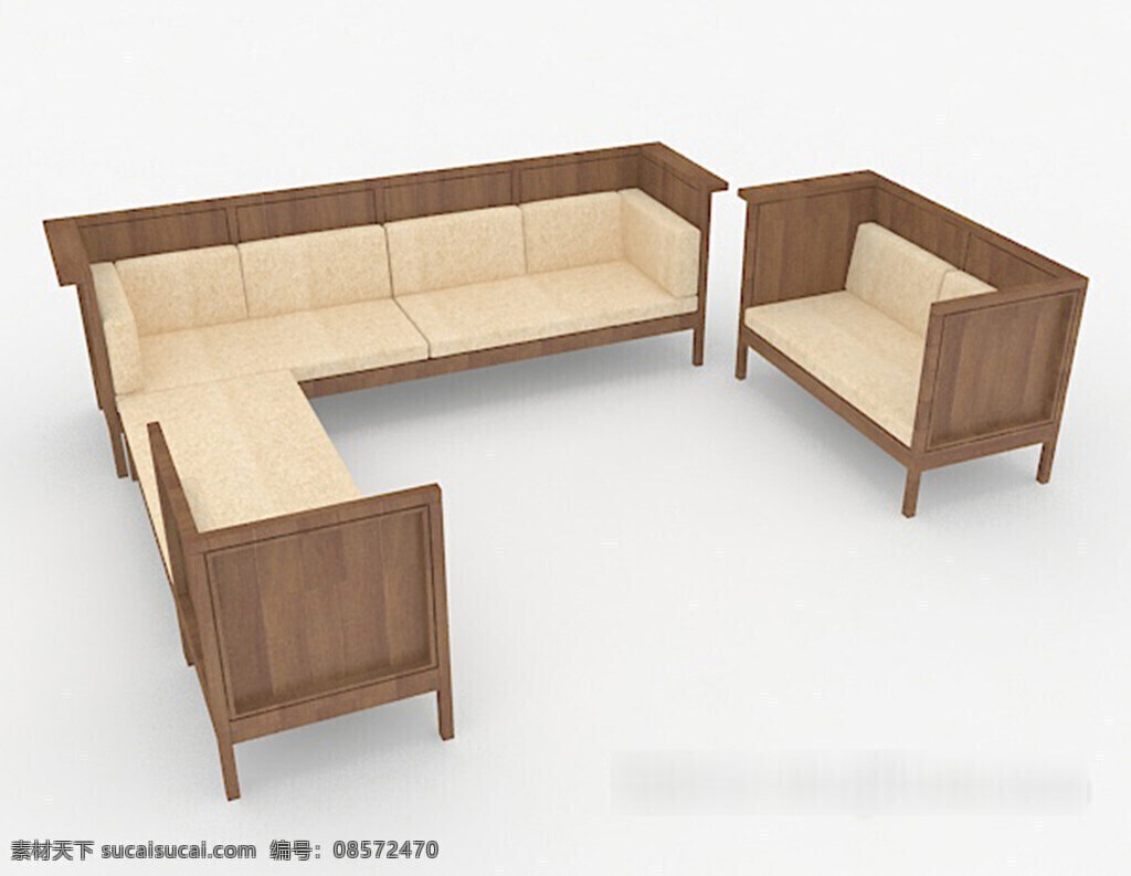 现代 木质 个性 组合 沙发 3d 模型 3d模型下载 3dmax 现代风格模型 白色