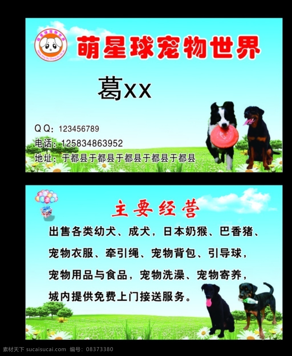 宠物店名片 宠物店 宠物 宠物名片 宠物世界 动物名片 小狗 宠物狗 名片卡片