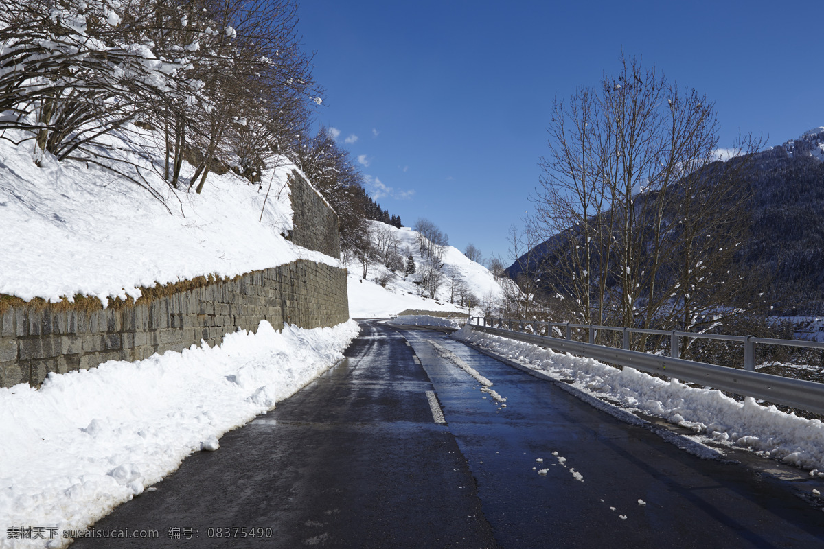 冬季 公路 冬季的公路 蓝天 天空 美丽风景 自然风光 美景 美丽景色 其他风光 风景图片