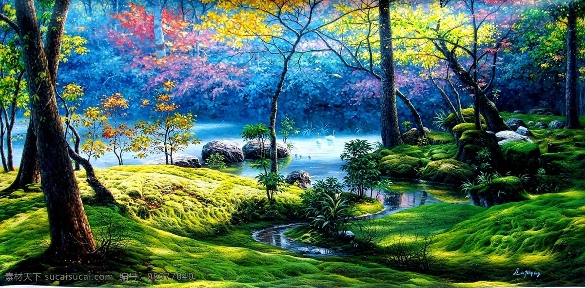 树林 油画 风景油画 写生 外国油画 绘画 绘画书法 文化艺术