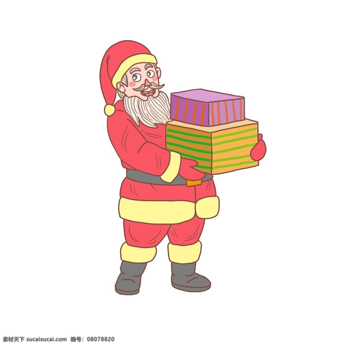 圣诞老人 卡通 手绘 圣诞节 圣诞节礼物 圣诞节老头