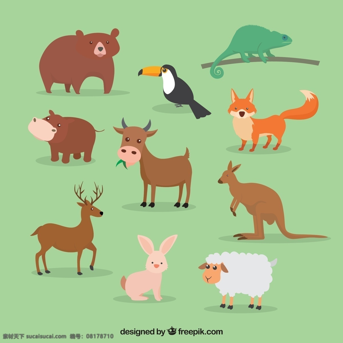 组 可爱 简约 创意 动物 卡通 卡哇伊 矢量素材 小动物 创意设计 元素 生物元素 动物元素
