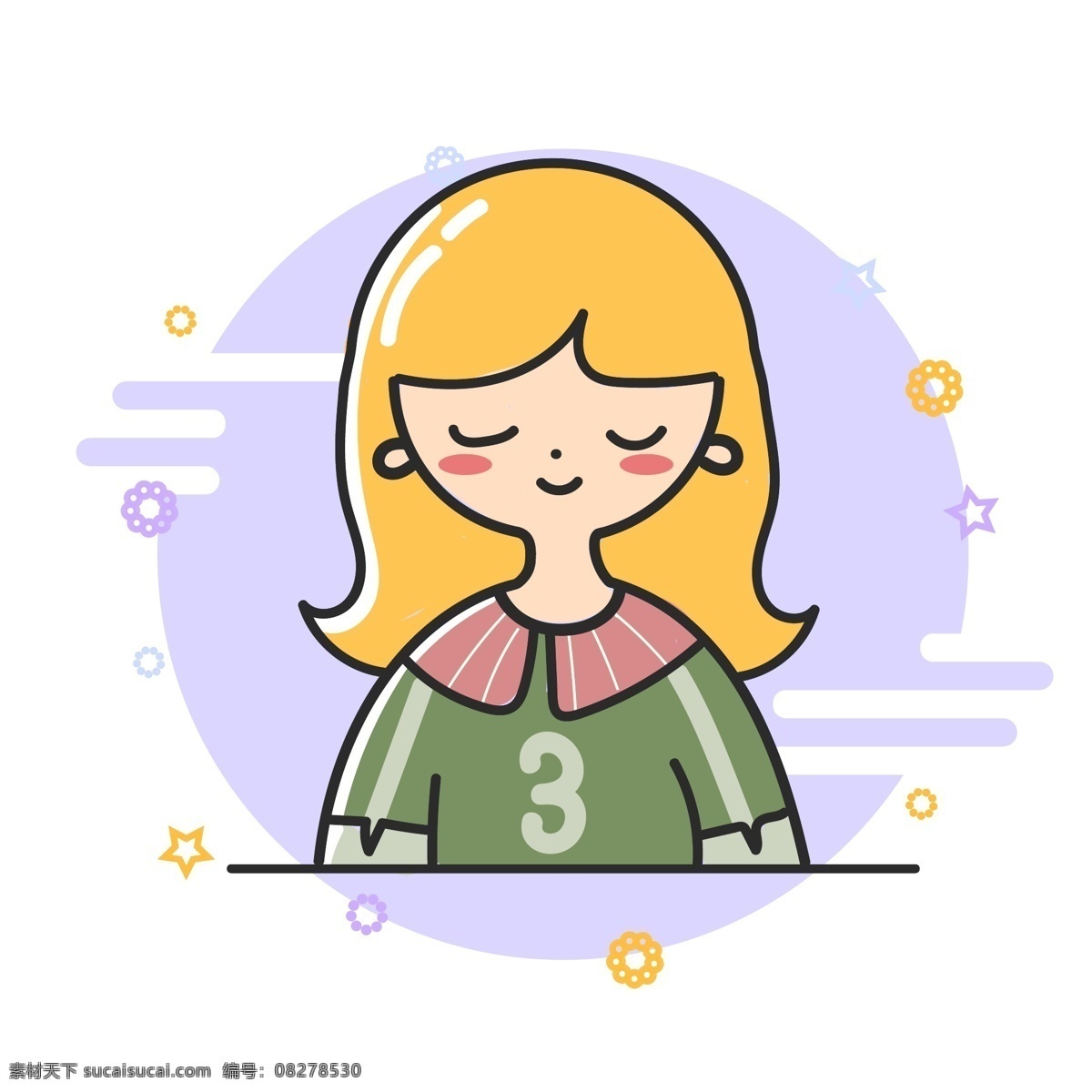 卡通 可爱 人物 女孩 手绘 矢量 插画 图标 元素 卡通可爱