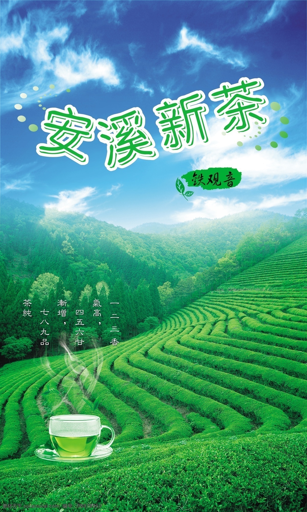 安溪新茶 茶叶 饮料 分层psd 平面广告 海报模板 海报招贴 设计素材 饮料行业 平面模板 psd源文件 绿色