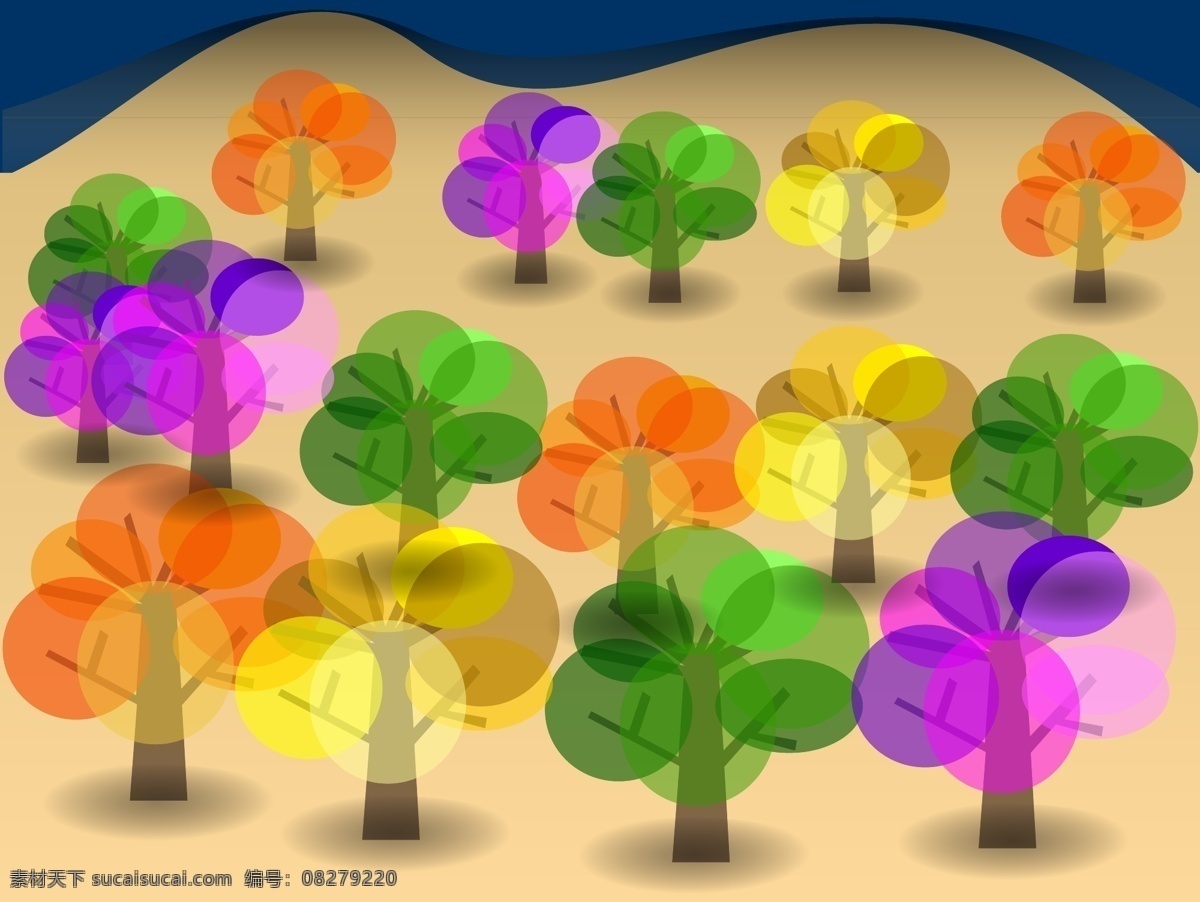 树木免费下载 彩色 森林 树木 矢量图 日常生活