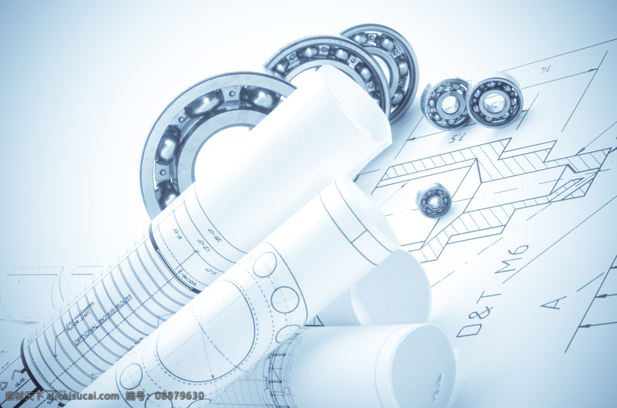 机械 图纸 轴承 大图 高清 制图 纸卷 纸张 制造业 工业 机械工艺图纸 工业生产 现代科技