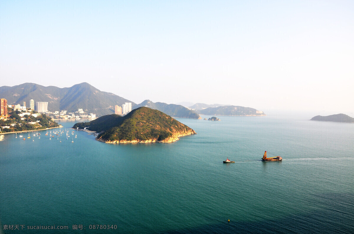 香港 海景 船只 大海 岛屿 绿水 山水风景 自然景观 香港海景 香港岛 风景 生活 旅游餐饮