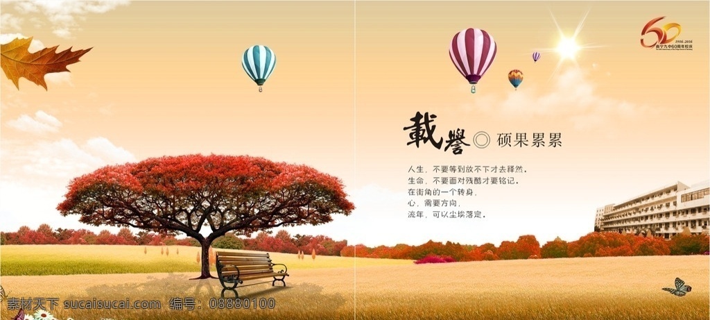 学校画册扉页 画册 扉页设计 校庆 学校画册 秋意 秋天 画册设计 六十周年校庆 毕业典礼 12开画册 自然景观 自然风光