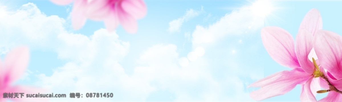 护肤品 唯美 花朵 海报 背景 蓝天 白云 护肤品背景 化妆品 阳光 化妆品背景 小清新 春天 浪漫 白色
