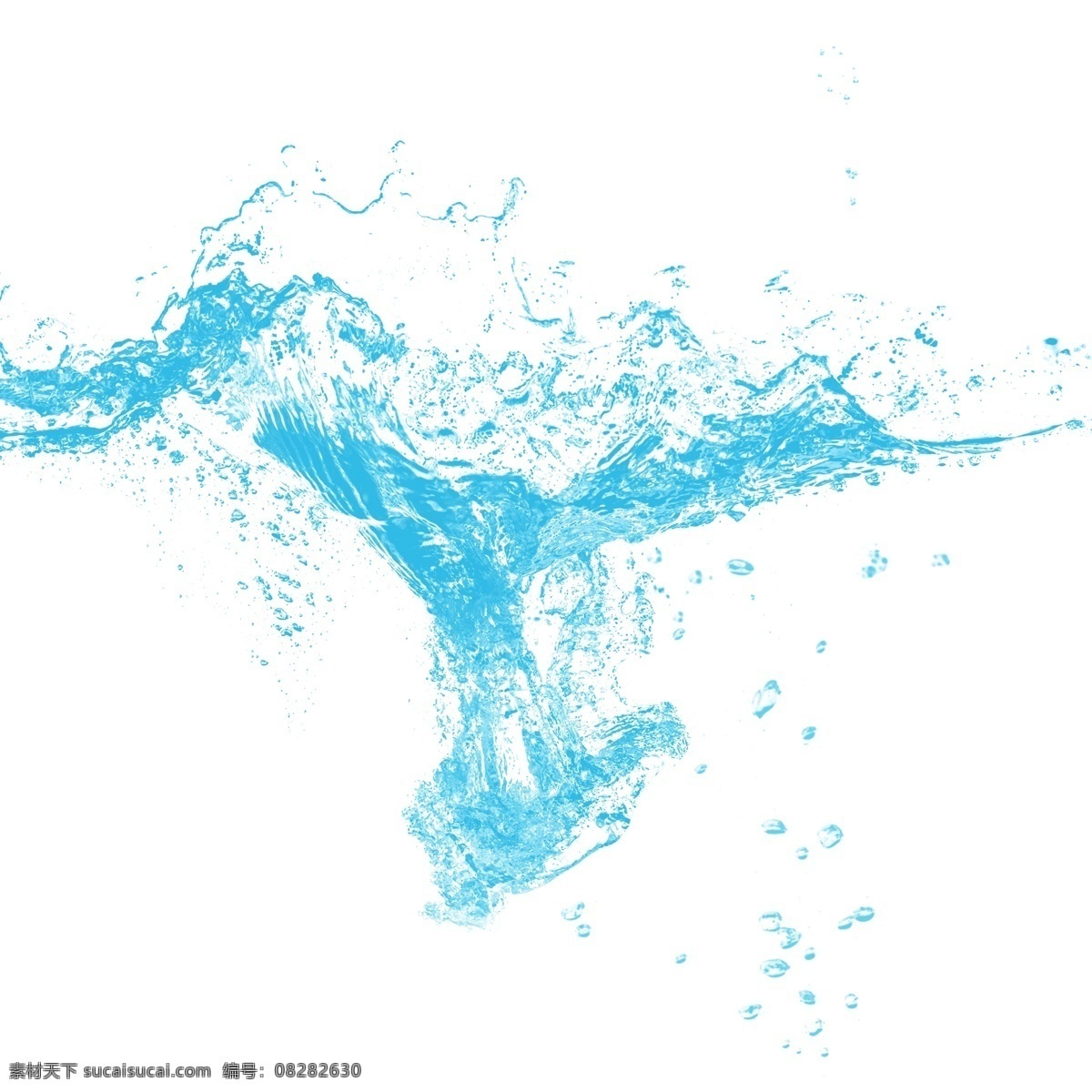 蓝色 喷溅 水花 元素 动感 水珠 水滴 蓝色水花 晶莹 透明