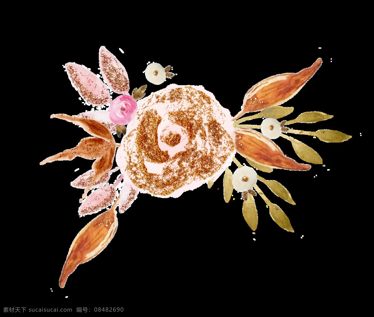 乱 卷 花蕾 卡通 透明 植物 黄色 透明素材 免扣素材 装饰图案