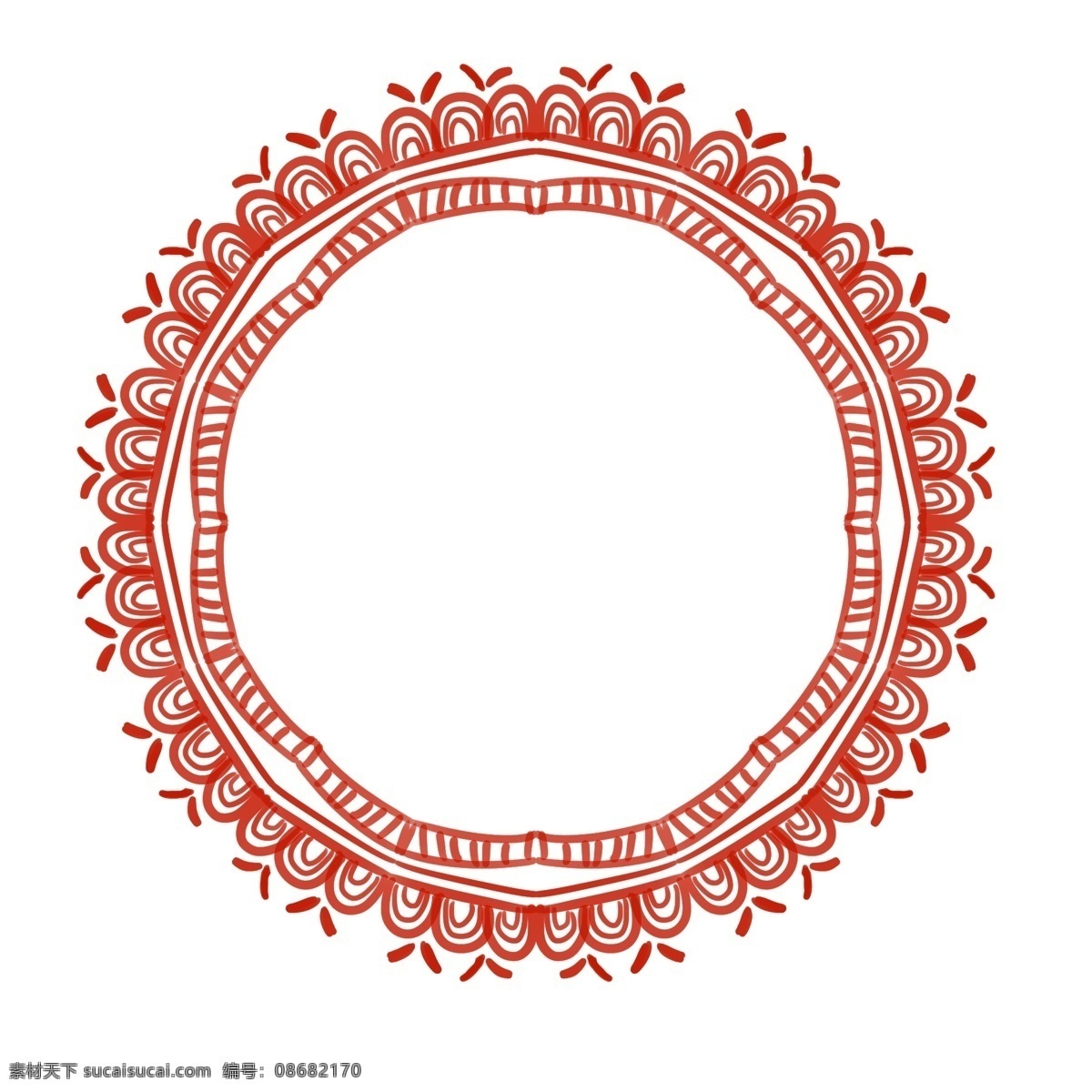 红色 花纹 花环 插图 花纹花环 红色花纹