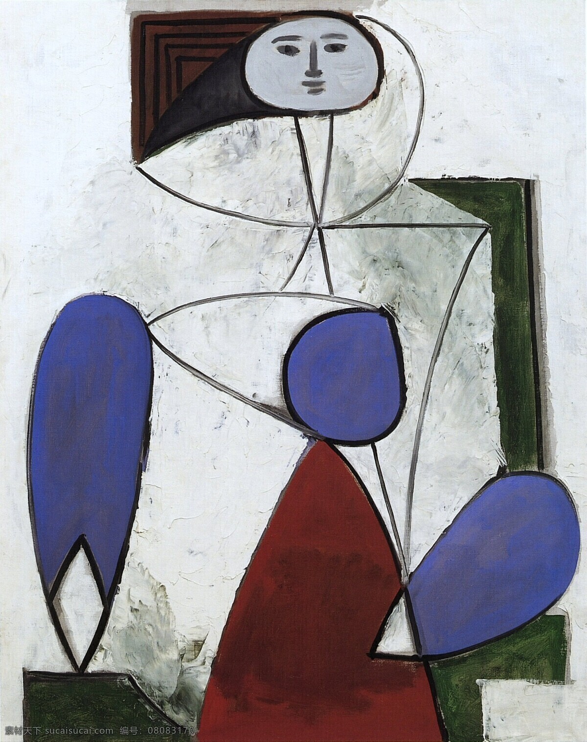fauteuil 西班牙 画家 巴勃罗 毕加索 抽象 油画 人物 人体 装饰画 un dans femme 1947 装饰素材