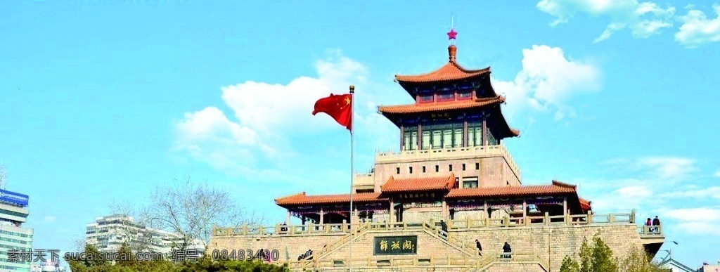 济南解放阁 济南 解放阁 旅游景点 圣地 白云 红旗 阁 古建筑 水边 纪念历史 济南战争 自然景观 人文景观