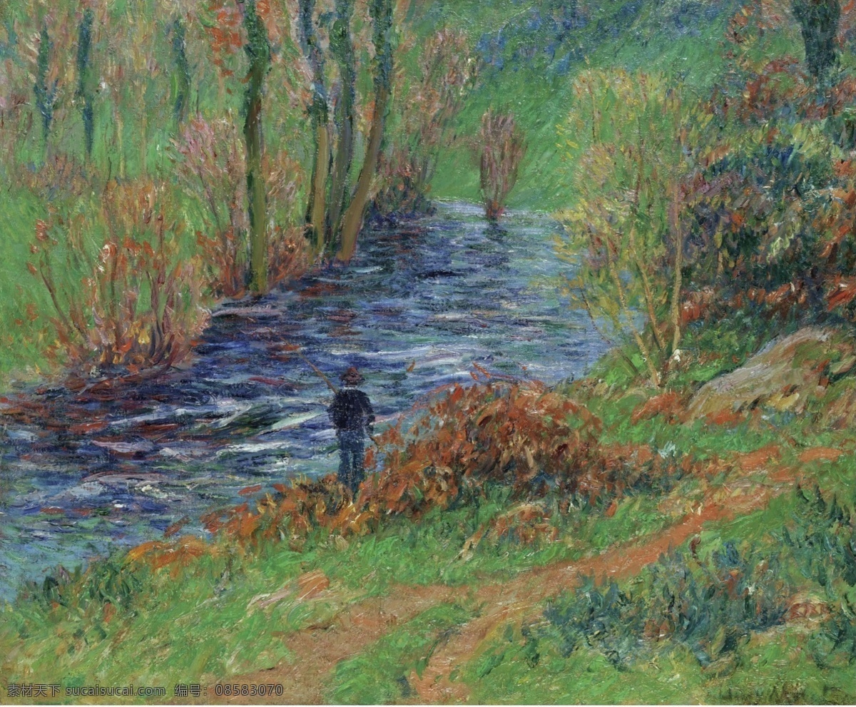 大师 画家 风景画 静物 油画 建筑 装饰画 river of bank the on fisher moret henry 人物 高清 西方 国外 现代 家居装饰素材