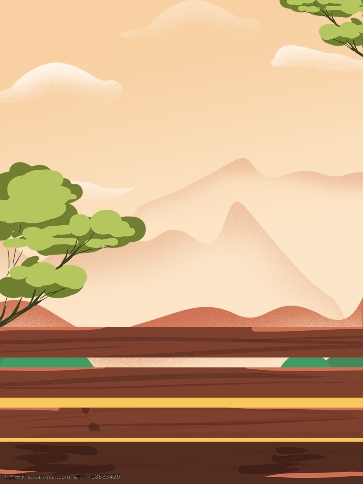 重阳 绿色 清新 树林 背景 插画背景 景色插画背景 手绘背景 森系背景 树林背景 树叶背景 广告背景