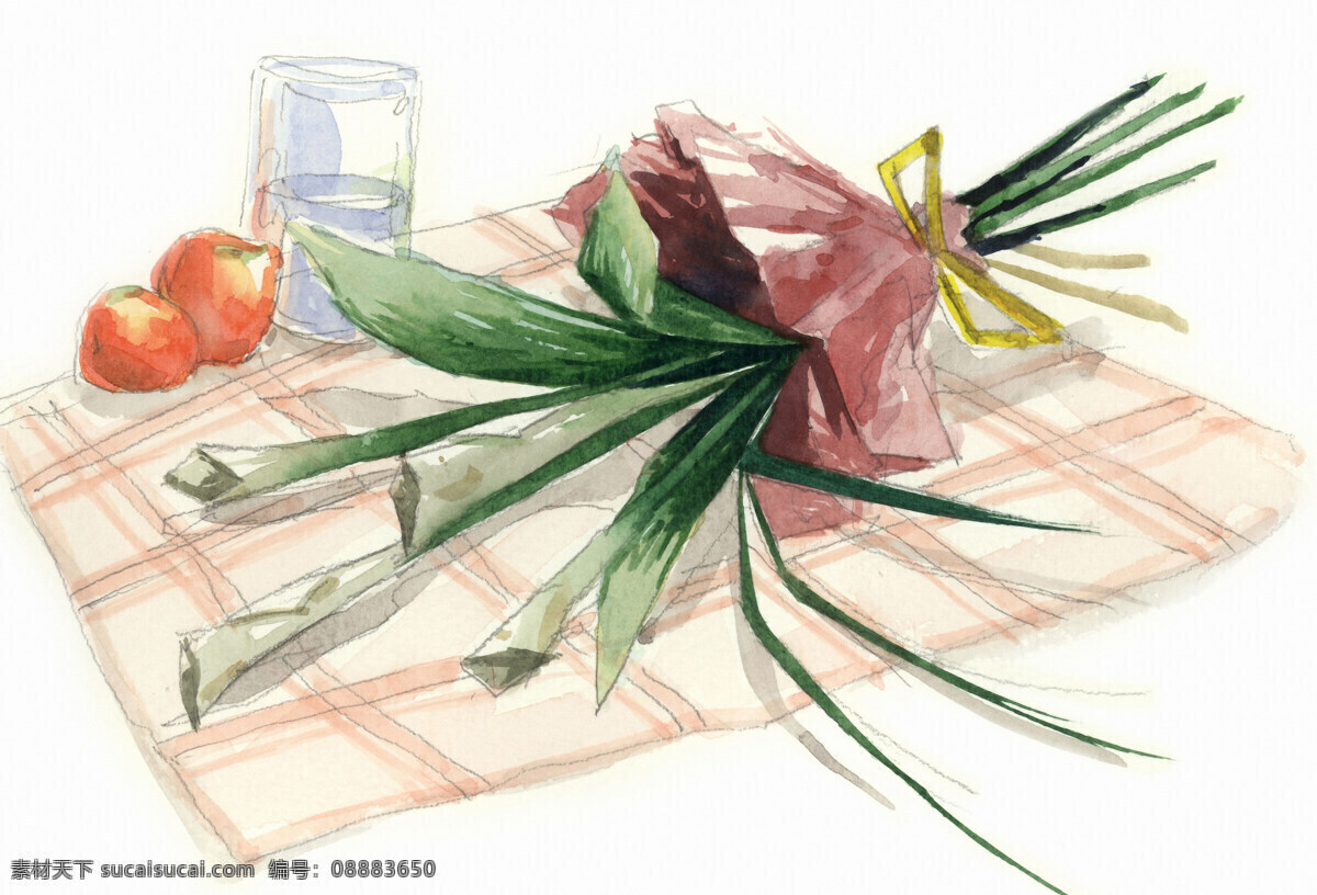 水彩静物 水彩画 书画美术 设计素材 水彩画篇 白色