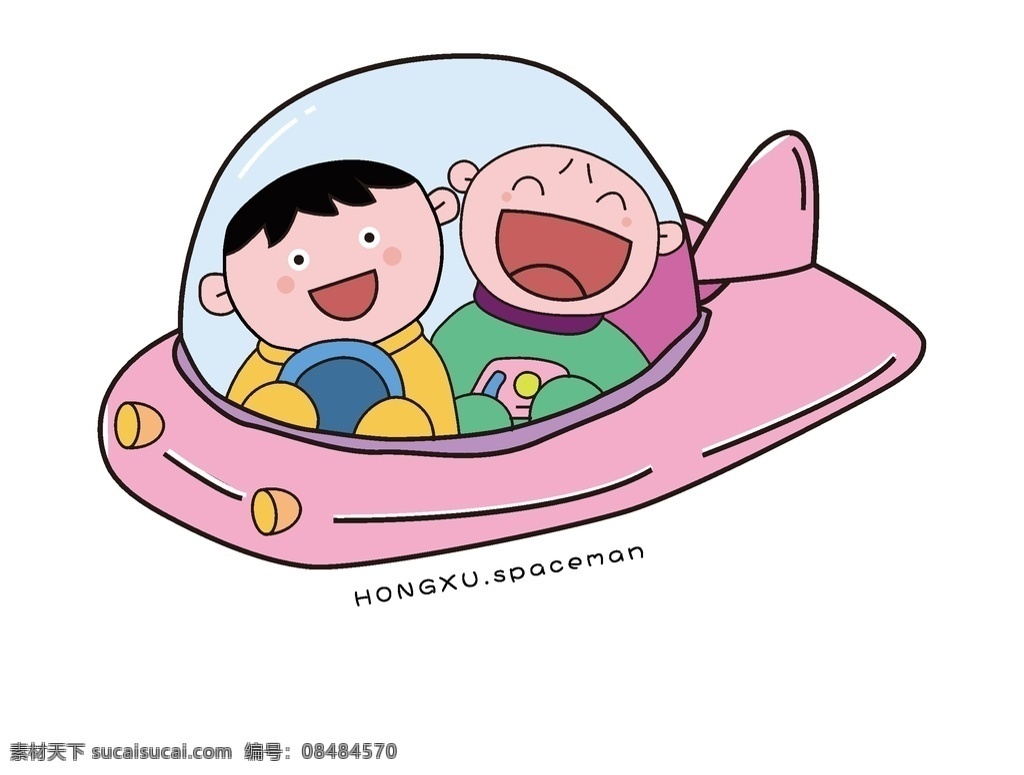 小孩飞机 小孩 飞机 空间 卡通小孩 卡通素材 分层