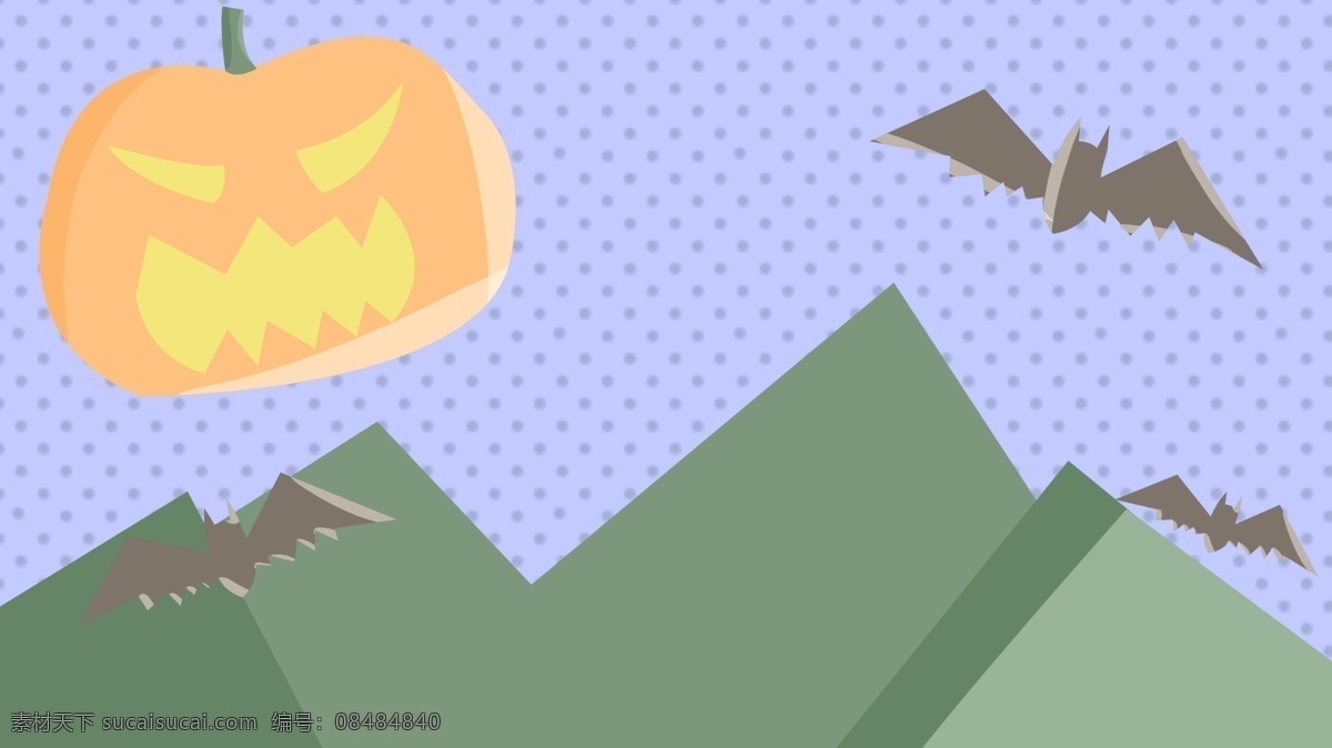 清新 南瓜 灯 森林 广告 背景 广告背景 万圣节 山峰 动物 飞翔 南瓜灯 蝙蝠 手绘