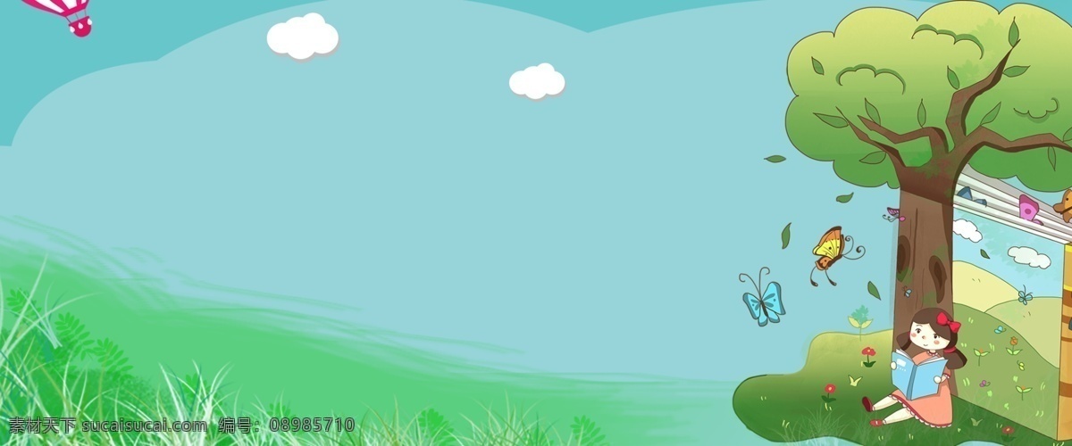 教育 蓝色 文艺 简约 海报 banner 背景 夏季 云 蓝色背景 psd源文件 淘宝 天猫 海报背景