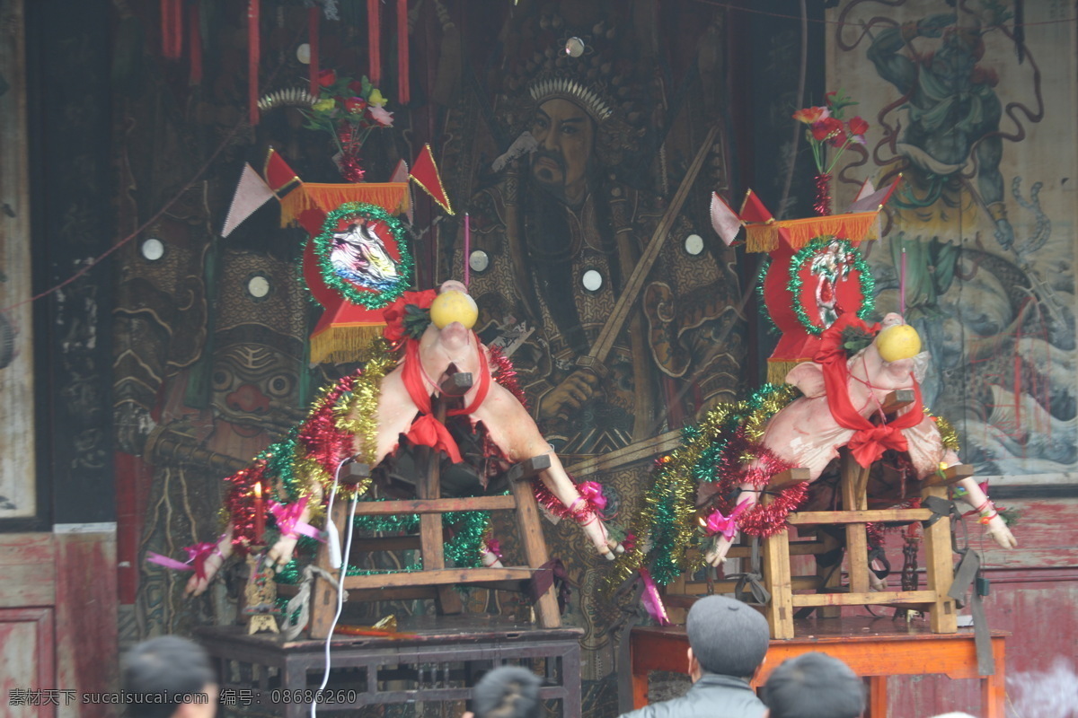 求雨 壁画 雕像 风调雨顺 门神 文化艺术 猪头 宗教信仰 苦难的人们