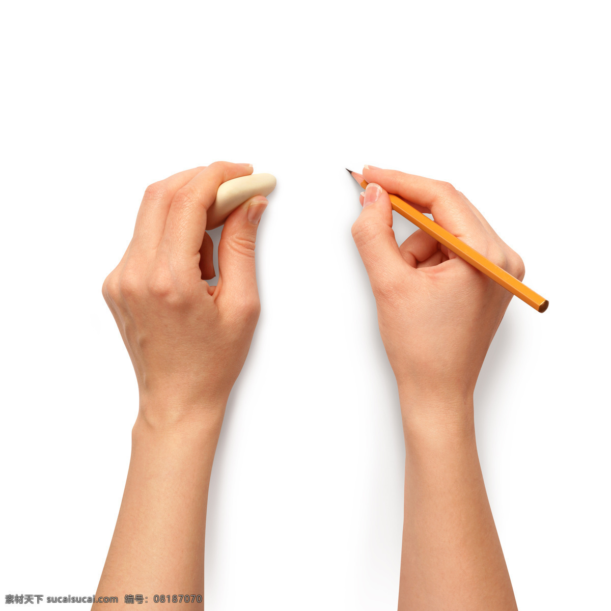 橡皮擦 铅笔 手 手势 笔 绘画笔 彩色铅笔 书写工具 绘画工具 学习用品 其他类别 生活百科 白色