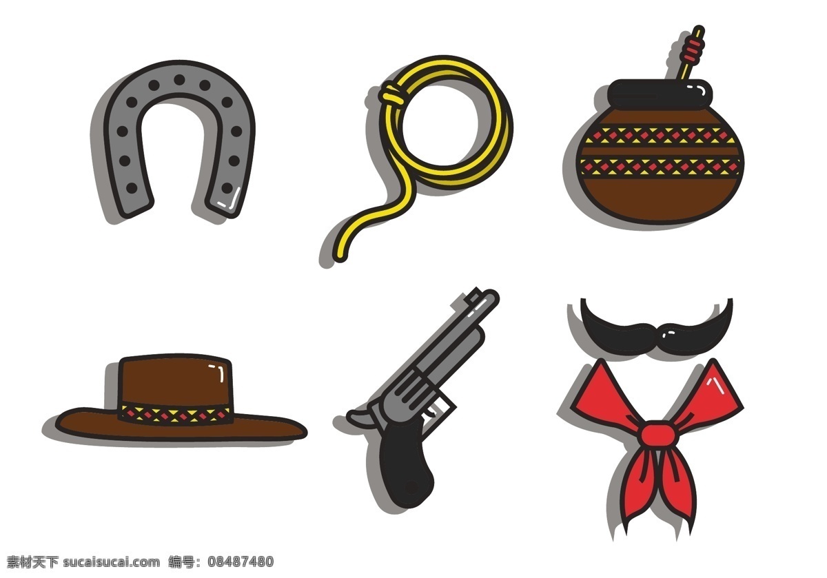 西部 牛仔 图标 图标设计 牛仔图标 西部牛仔 帽子 矢量素材 鞭