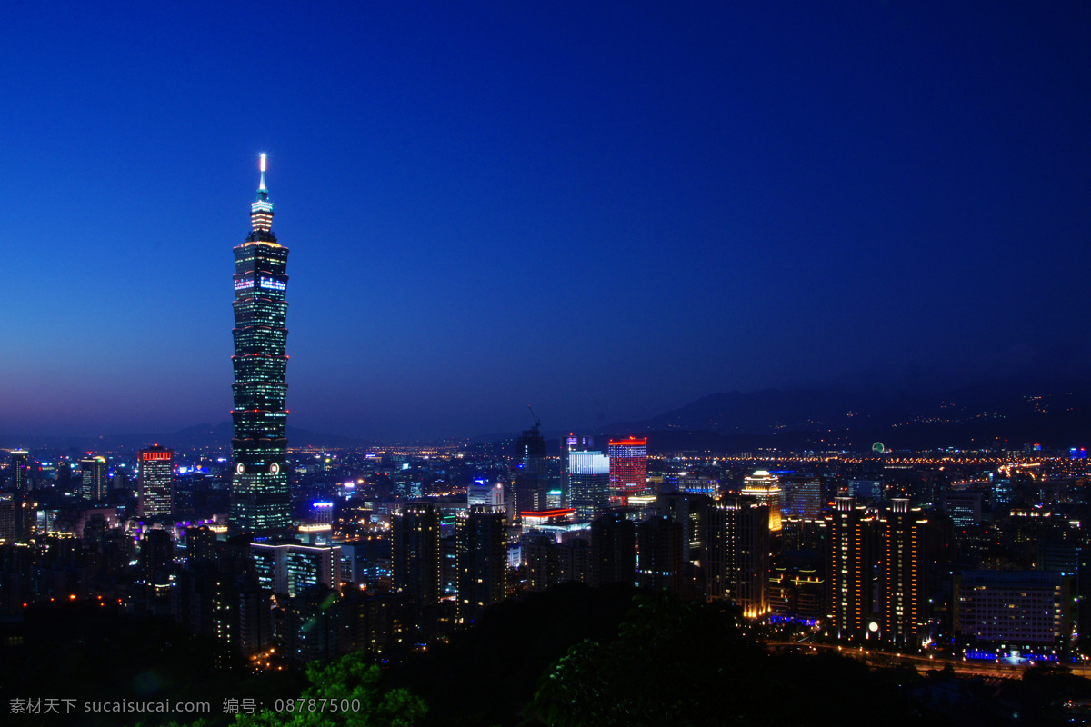 台湾台北 台湾 台北 象山 夜景 灯火 建筑 建筑景观 自然景观