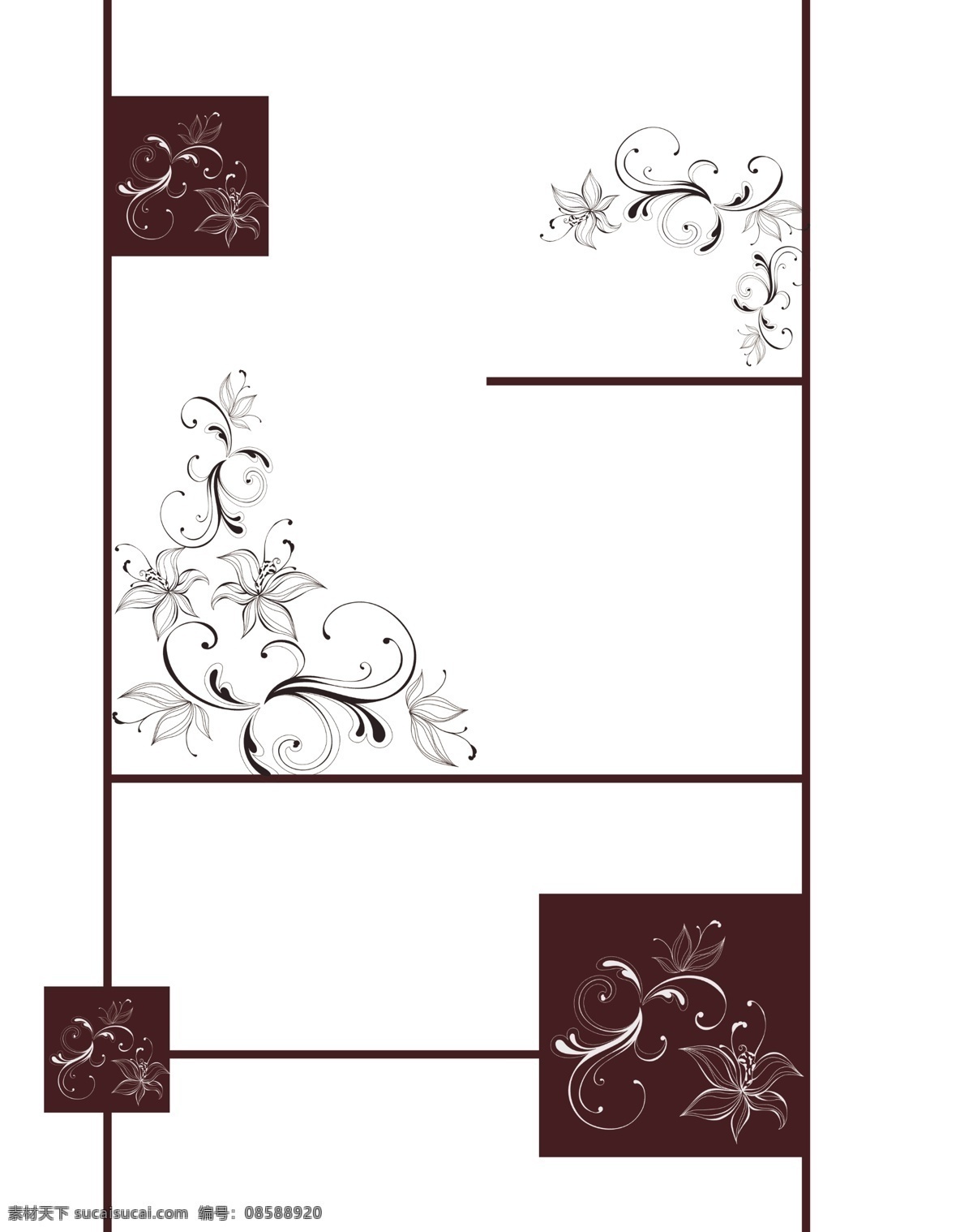 百合 花纹 移门 百合花 百合花纹 方块 简约花纹 线条 白色百合花纹 深红方块 深红方格 简约主义 花纹移门素材 装饰素材