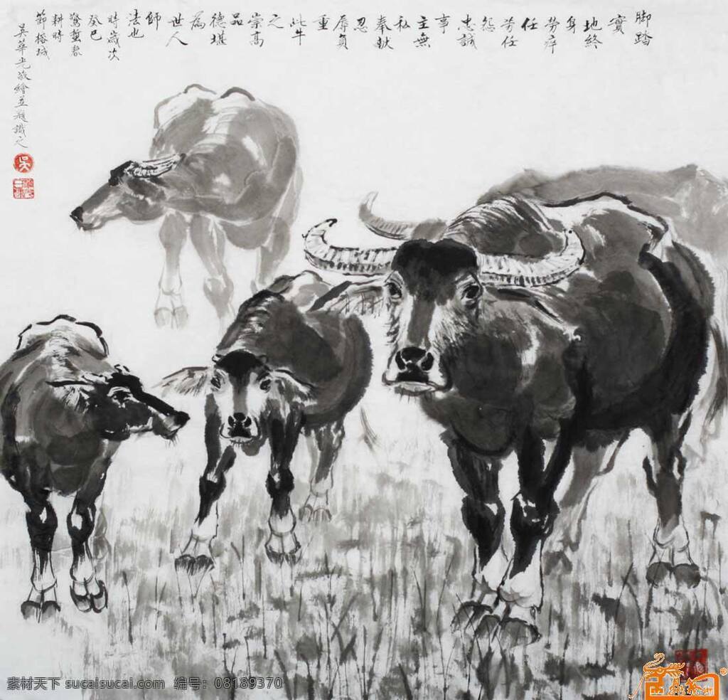 国画水牛 水牛 国画 水墨 动物 写意 书画艺术 文化艺术 绘画书法