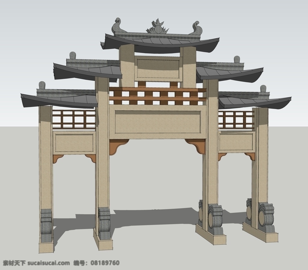 牌坊图片 su 草图大师 牌坊 景观 建筑 环境设计 景观设计 skp