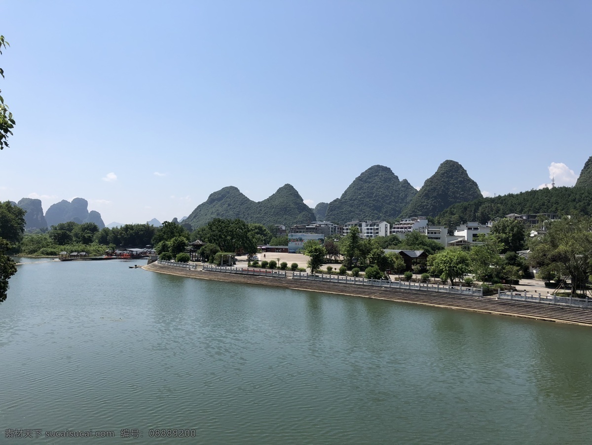 阳朔 十里 画廊 风景区 山水 田园 自然 风景 桂林甲天下 园林 景观 河流 船 自然景观 山水风景