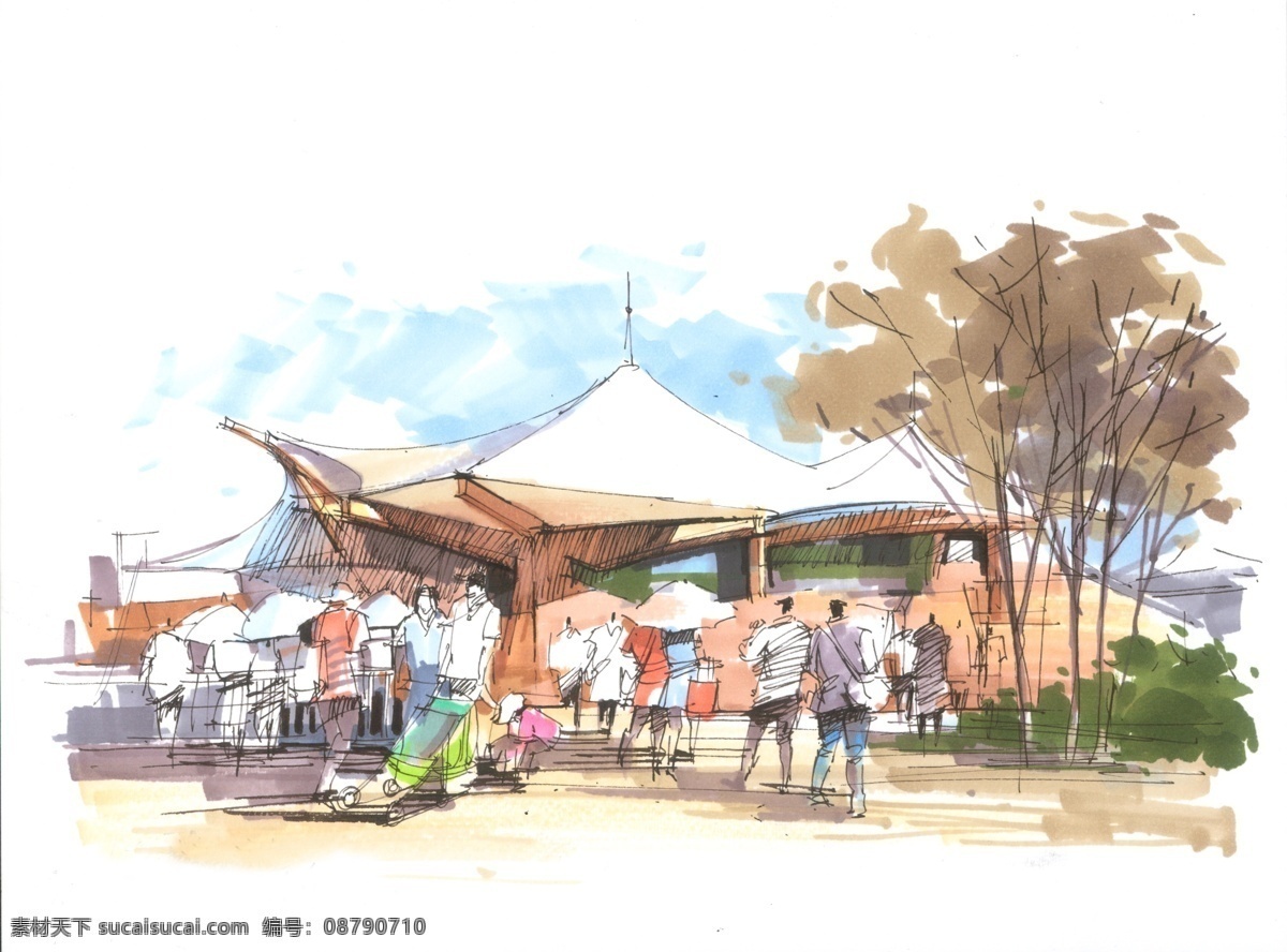 白云 壁挂 壁画 插画 道路 挂板 挂画 环境设计 手绘 景观效果图 景观设计 设计素材 模板下载 行人 小孩 绿叶 树木 蓝天 婴儿车 装饰画 艺术画 室内装饰 艺术 文化艺术 水彩 家居装饰 客厅装饰画 插画集
