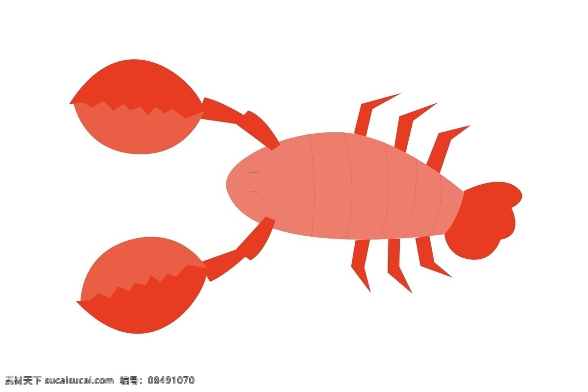 粉白色 小 龙虾 插画 粉白色龙虾 卡通插画 龙虾插画 动物插画 深海龙虾 淡水龙虾 锯齿的蟹钳
