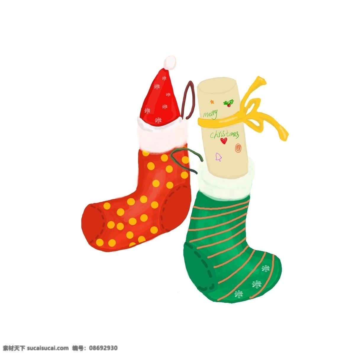 手绘 圣诞 袜 商用 元素 圣诞袜 卡通 手绘元素 礼物 圣诞帽
