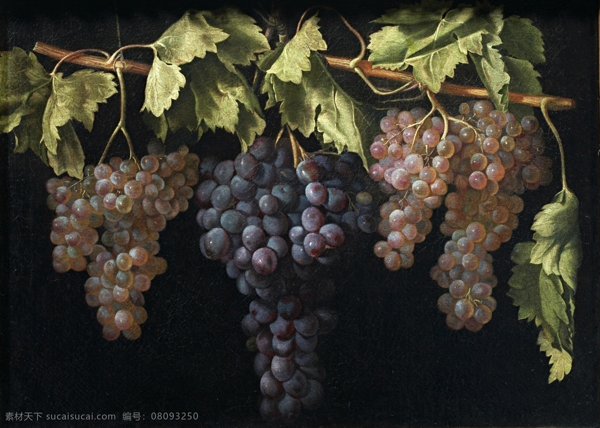 grapes 静物 水果 瓜果 蔬菜 器皿 食物 印象 画派 写实主义 油画 装饰画 of bunches four with life still juan labrador el fernandez 苹果 无 框 画 装饰素材