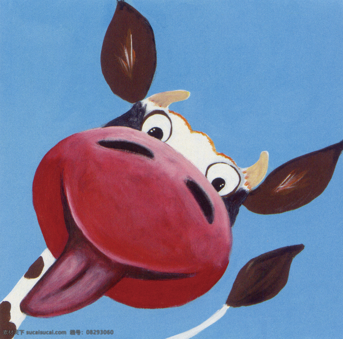 吐 舌头 可爱 小牛 装饰风格 可爱小牛 吐舌头 装饰素材 油画
