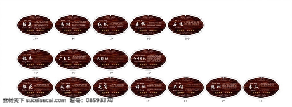 花草牌 树木吊牌 树木名称牌 树木牌 树牌 锄禾 vi设计 展板模板