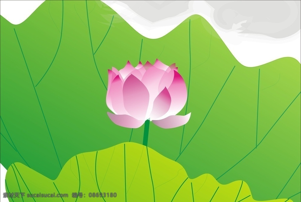 荷花 手绘荷花 矢量图 粉红 绿色 池塘 河塘 美丽的荷花 温馨 花 花草树木 自然风景 自然景观 矢量
