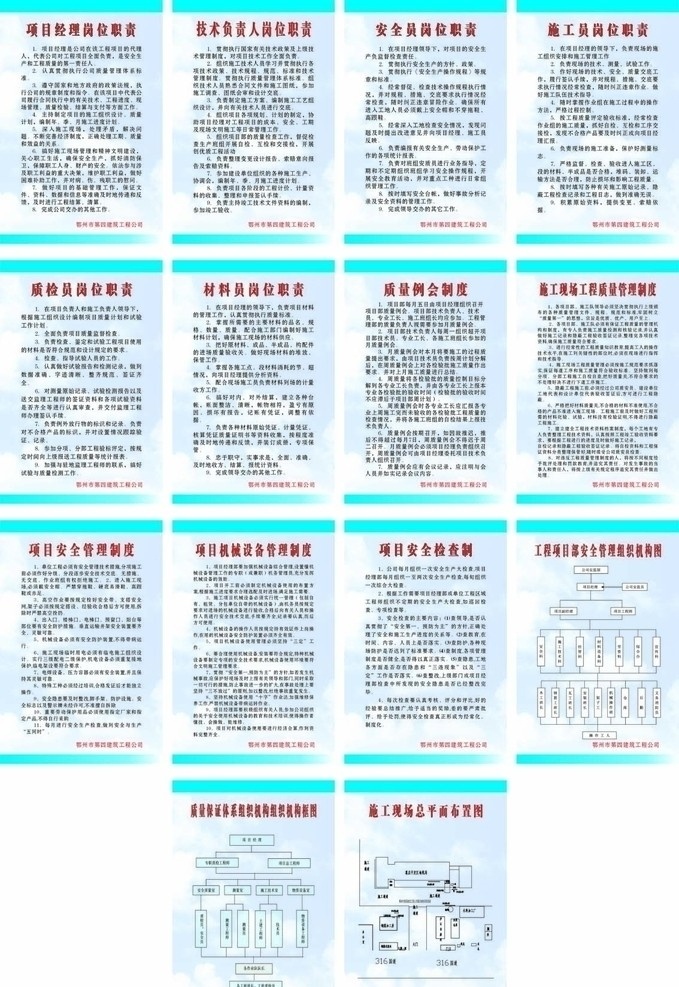 制度 牌 五大 员 职责 制度牌 施工制度 公司制度 五大员职责 工程制度 建筑公司制度 项目管理制度 安全生产制度 材料员 质检员 安全员 项目经理 蓝天 白云 建筑制度 设计资料 名片卡片 矢量