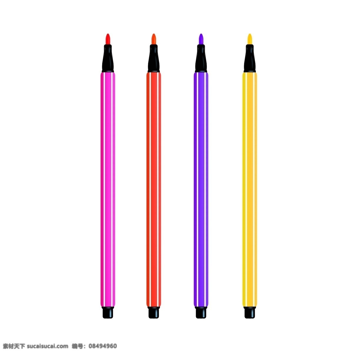 水彩笔 装饰 卡通 插画 水彩笔插画 彩色的笔 绘画用品 卡通插画 学习用品 学习教育 绘画工具 办公用品