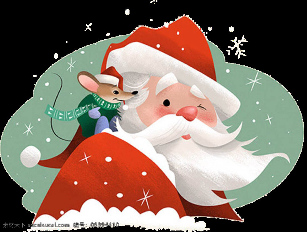 卡通 圣诞老人 元素 png元素 免抠元素 圣诞节 手绘 透明元素 雪花