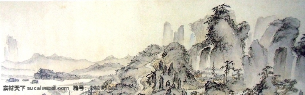 国画 山水画 水墨山水 线描山水 远山 湖泊 亭台楼阁 山石花草 书法 印章 古代画 工笔画 美术国画 水墨画 彩墨画 绘画书法 文化艺术 设计素材 中国工笔画
