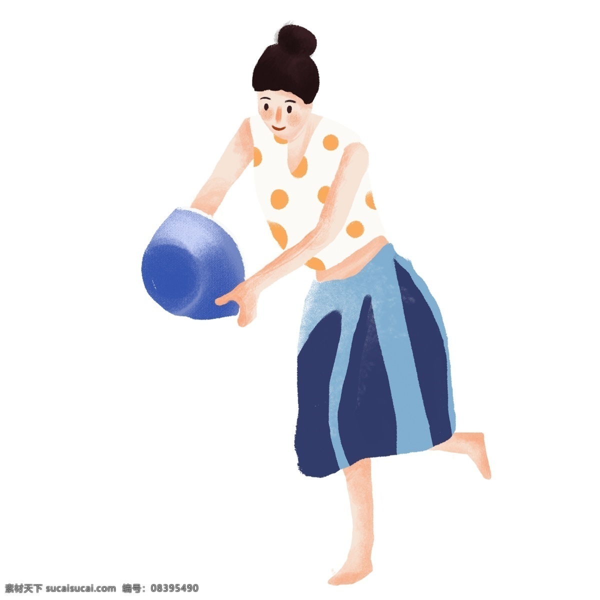 水彩 女性人物 插画 可爱 女孩 人物 手绘 绘画 简约 创意 小清新 装饰 图案