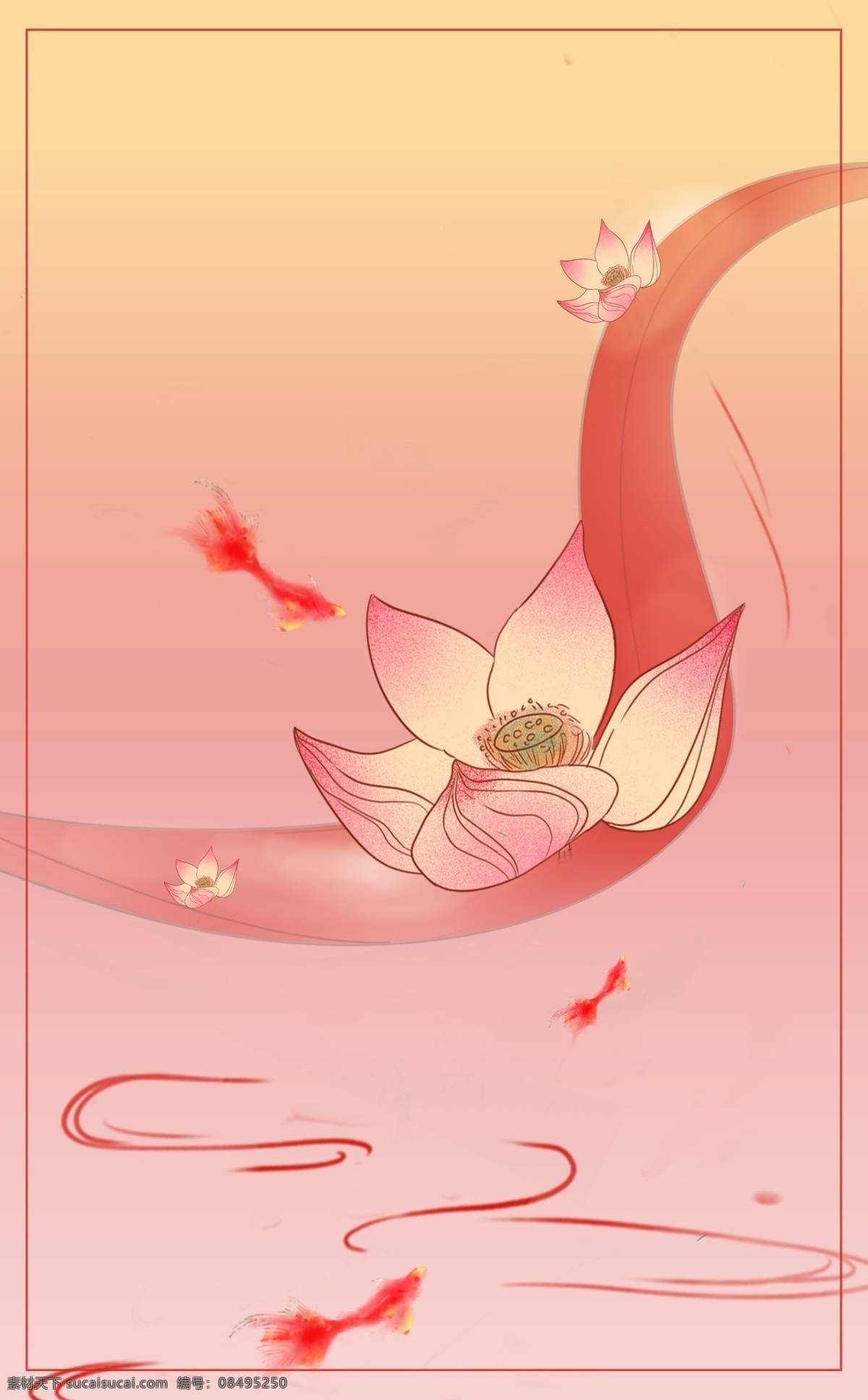 中国 风 古韵 荷花 竖 版 装饰画 中国风 竖版 家居画 油画