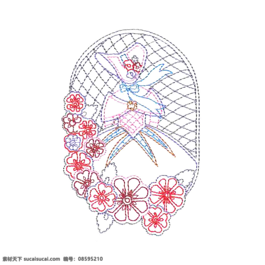 绣花免费下载 服装图案 花边 花朵 网格 绣花 植物 面料图库 服装设计 图案花型